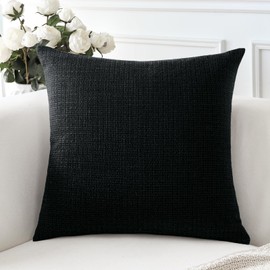 Artscope Linen Cushion Covers Set of 1 Decorative Square Pillowcase Pillow Cover 16x16 Inch for Home Decor Sofa Bedroom Car 40x40cm Black
