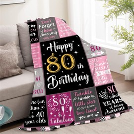 80th Birthday Gifts for Women, 1945 Birthday Gifts for 80 Year Old Blanket, 50"x60" Happy 80th Throw Blanket for Wife Mom Friend Sister Grandma