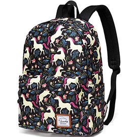 School Backpack for Girls,VASCHY Water Resistant Durable Casual Schoolbag Bookbag for Middle School Students in Black Unicorn