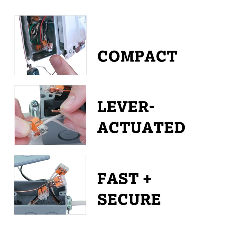 WAGO 221-413 Lever-Nuts - 3-Conductor Compact Splicing Connectors (10-Pack)