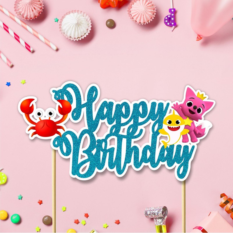 Seyal® Decoración para tarta de cumpleaños de tiburón bebé