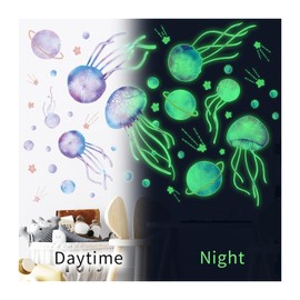 Vokowin Glow in The Dark Stickers, Wall Stickers for Room, Luminous Jellyfish and Stars Stickers, Glow in The Dark Stars Ceiling for DIY, Ceiling Decorations Bedroom Bathroom Living Room(K459-1)