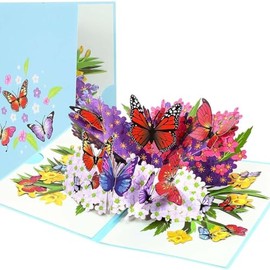GEHENFRUCHT 3D Pop Up Card Butterflies, Greeting Card in Nature with Envelope, 3D Butterfly Card for Wife Men Girlfriend Birthday Card, Mother's Day Card, Father's Day Card (Butterfly-Colourful)