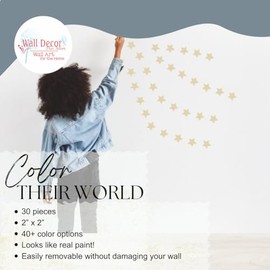 2-Inch Star Decal Set - Beige Removable Stickers for Kids - Wall Decals Peel and Stick Kids - Bright Room Decor Stickers, Art Classroom Decor, Kids Bathroom Decor Sets - 30pc