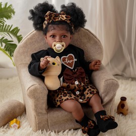 BABESIDE Lifelike Reborn Baby Dolls Black - 20 Inch Realistic-Newborn Dolls Girl African American Baby Doll with Soft Cloth Body, Real Life Baby Doll Gift for Kids Ages 3+