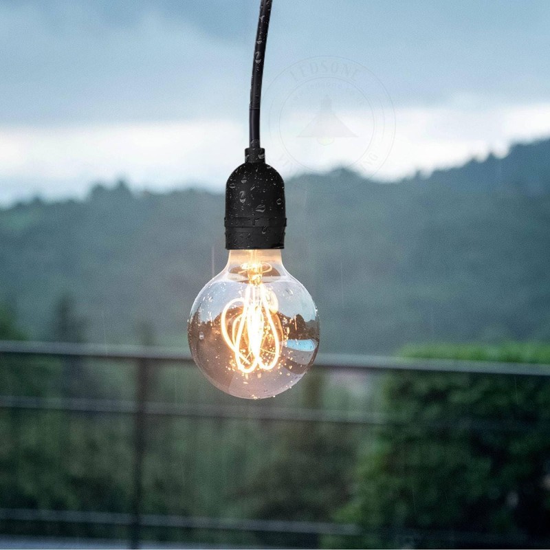 LEDSone 2m Pendant Light, E27 Rainproof Lamp Holder IP65 Indoor/Outdoor