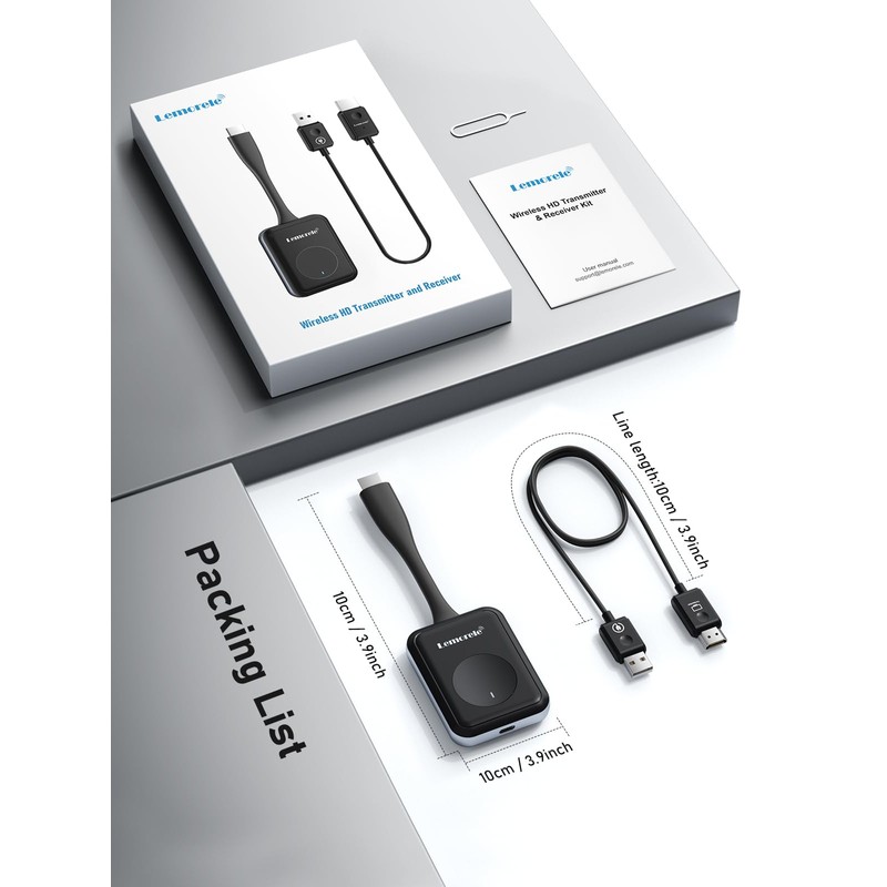 Lemorele Wireless HDMI Transmitter and Receiver Portable HDMI Extender Kit,