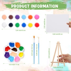 Qilery 24 Set 8 x 10 Inch Canvas Boards and Easel for Painting, Acrylic Paint Strips, Palettes, Brushes, Canvases Painting Kits for Kids Adults Artists Beginners Oil Acrylic Painting Party Favors