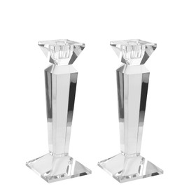 Kitcom Crystal Candle Stick Holders for Home Decor 2-Pack, Clear Crystal Taper Candles Holder Table Centerpieces for Party and Wedding Decoration(9inch Tall)