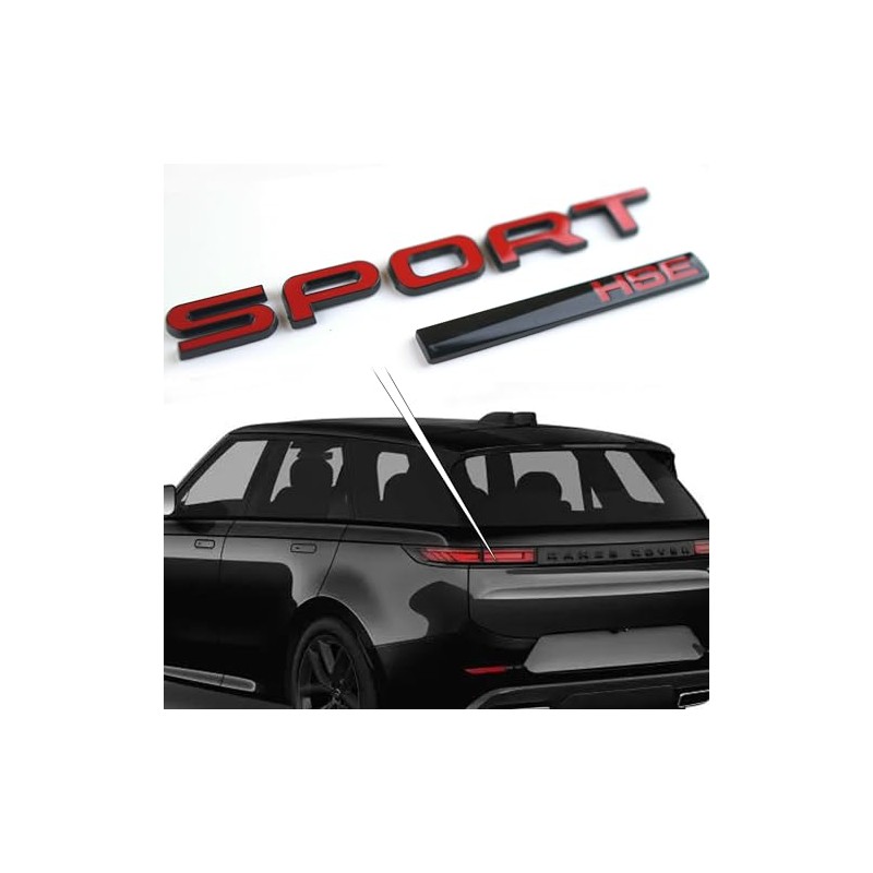 3pc 3D Gloss Black Red Sport hse Badges Emblems with