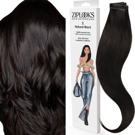 ZIPLOOKS | Naturelle Hair Extensions | Human Hair Extensions | Soft & Natural Hair Color | #2 Natural Black Highlights with ZTool Application, Damage-Free Hair & Scalp, 20 Inch, 4 Pcs 20g