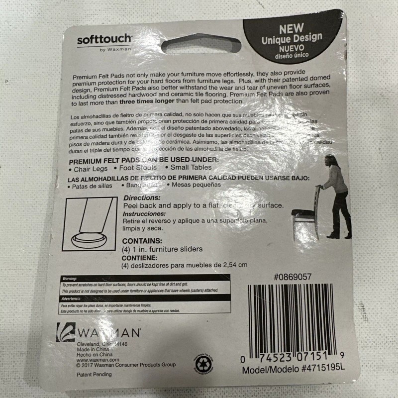 Softtouch Premium Felt Pads 1 in - model number 4715195L-