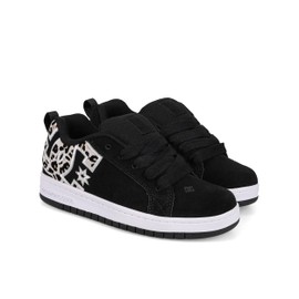 DC Girls Court Graffik Skate Shoe, Black/Leopard, 2.5 Little Kid