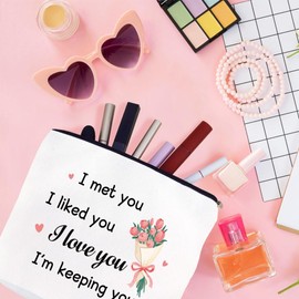 Gifts for Girlfriend, Valentines Birthday Anniversary Mothers Day Christmas Xmas Gifts for Girlfriend Wife Couple Make-up Cosmetic Toiletry Bag Pouch Handbag Makeupbag Present Ideas