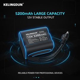 kelingdun 12V 5200mAh Rechargeable Battery - High-Capacity Emergency Power Supply for Outdoor & Indoor Devices