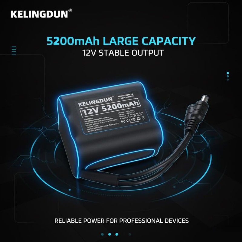 kelingdun 12V 5200mAh Rechargeable Battery - High-Capacity Emergency Power Supply