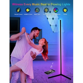 Corner Floor Lamp,65” Color Changing LED Floor Lamp with Music Sync,Modern Mood Lighting Corner Lamp with Remote & App Control, Creative DIY Mode & Timing,RGB Floor Lamps for Living Room Gaming Room