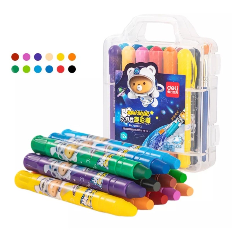 Yooshi Deli Crayones Acuareables Pastel Al Óleo Color Girables 12pz
