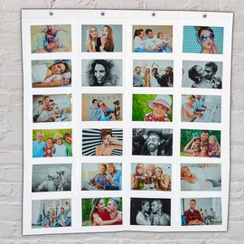 Cepewa Photo Curtain with 24 Pockets, 15 x 10 Landscape Pictures, Photo Holder, 83 cm x 78 cm for Hanging