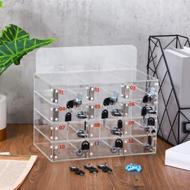Threan 12 Slot Cell Phone Storage Box, Acrylic Clear Cell Phone Storage Cabinet Wall Mounted with Door, Locks and Keys for Office School Factory