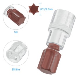 FOCMKEAS 3PCS 3/8" Drive T60 Torx Bit Socket, S2 Steel Bits, Heat Treated CR-V Steel Star Sockets 1.9" Length