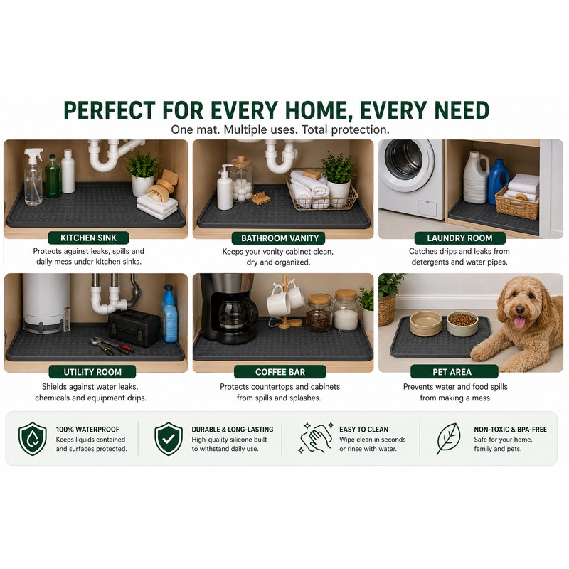 Silicone Under Sink Mat for Cabinet Protection – 34 ×