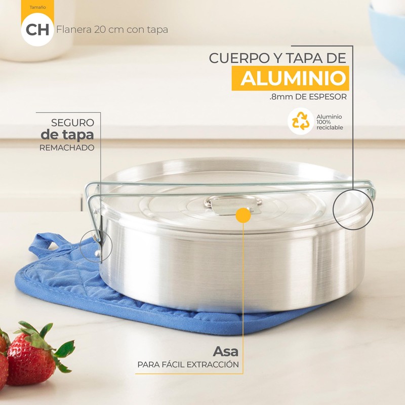 Ekco Flanera con Tapa de Aluminio 20 cm