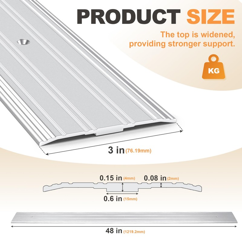 Aluminum Door Threshold - 48" L x 3" W 2PCS