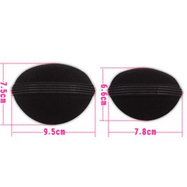 4 Pcs 2 Pairs Black Sponge Bump It Up Volume Hair Base Pads, Fluffy Padding Inserts for Hairstyle Bum Maker, Braid Holder for Women Girls