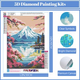 SDYJQ Mount Fuji Diamond Painting, Landscape Diamond Art Kits for Adults, DIY Diamond Painting Adult Crafts Kits for Beginner Gift and Home Wall Decor 12x16 Inch