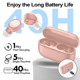 kurdene Wireless Earbuds Bluetooth 5.3 in Ear Buds Light Weight Headphones,Deep Bass Sound,Built in Mics Headset,Clear Calls Earphones for Sports Workout Pink01