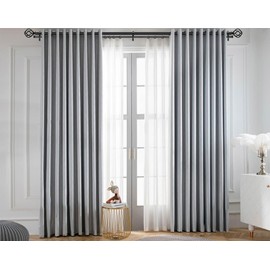 KAMANINA Black Double Curtain Rod 140 to 195 Inches (12-16 Feet), 1 Inch Curtain Rods for Windows 60 to 191, Heavy Duty Telescoping Drapery Rods with Twisted Cage Finials