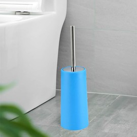 Toilet Brush with Holder, Free Standing Toilet Brushes, Closed Hideaway Design Loo Brush, 37cm x10.5cm, Blue