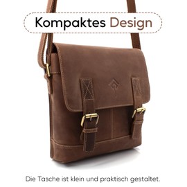 JOREY Compact and Practical Men's Shoulder Bag Made of High-Quality Leather, Shoulder Bag with Adjustable Strap for Business, Work and Travel, light brown