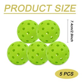 Msxenophile 5 PCS Pickleball Balls, Green Pickleball, Pickleball Balls Indoor with 40 Small Precisely Drilled Holes, Durable Pickle Ball for Outdoor Indoor Game Training Sports Accessories