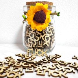HUAIMOER Jar of Fucks, Fucks to Give Jar, Gag Gifts Wooden Cutout Letter Piece Funny Gifts for Valentines Day Bitrhday Anniversary Christmas, Coworker Gifts Office Gifts for Men Women