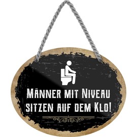 schilderkreis24 Tin Sign Funny Saying "Männer mit Niveau sitzen auf dem Klo." Decorative Toilet Gift Idea Man Woman 18 x 14 cm