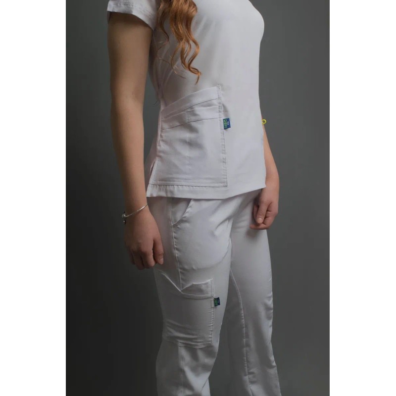 Uniforme Clinico Daff Antifluidos-stretch + Gorro Qx. Regalo Blanco Lisa