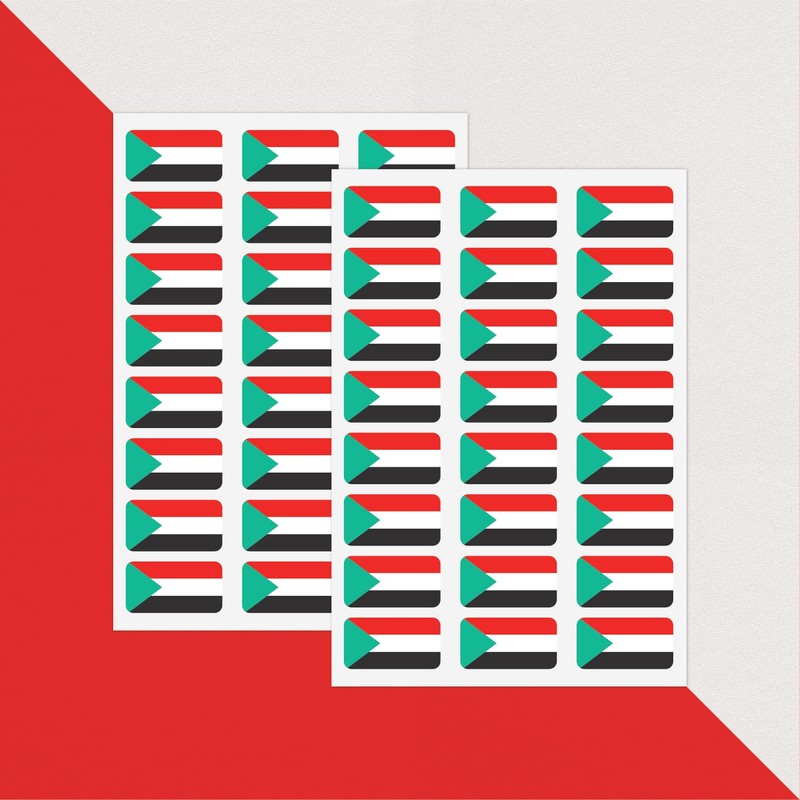 PAPERZIP - Sudan Flags – 48 Stickers for Business, Schools,