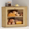 Goozii Bamboo Corner Bread Box for Kitchen Counter, 2 Tier