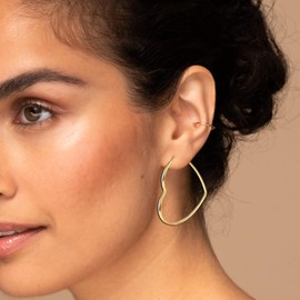 Gold Hoop Earrings for Women, Hypoallergenic Thick Large Gold Heart Hoop Earrings Jewelry Gift for Birthday Wedding, 50mm