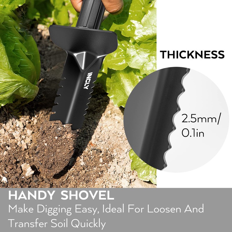 INCLY Metal Detector Shovel, Heavy Duty Double Serrated Edge Digger,