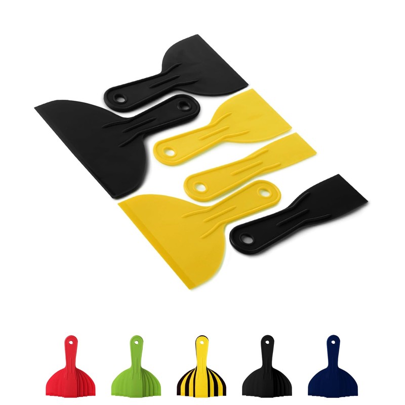 Bates 6 Pack Plastic Putty Knife Set - Black &