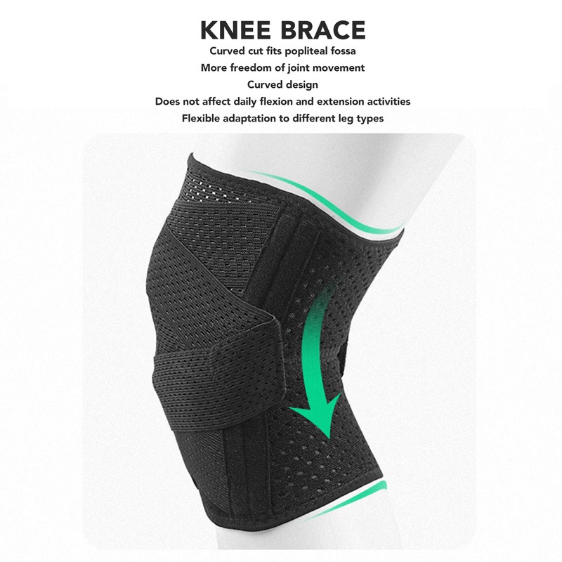 7611 Sports Kneepad Black Breathable Knee Compression Sleeve Adjustable Compression