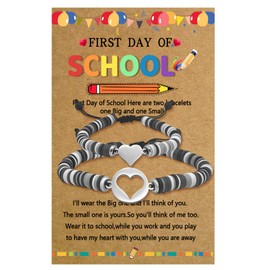 MEMFALL Back to School Bracelet Mommy and Me First Day of School Bracelet Adjustable Woven Rope Back to School Bracelets First Day of School Gift