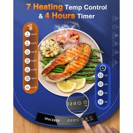 Warming Mat for Food - Roll Up Silicone Electric Warming Tray Full Surface Even Heating with 7 Temp Setting, 4 Hours Auto-Off, Raised Feet Protects Countertop, Food Warmers for Parties Buffet