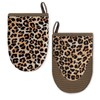 Ribbed Mini Oven Mitts 2-Pack Set, 5.5"x8.5", Leopard Printed, Heavy