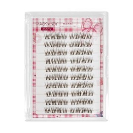 Pestañas autoadhesivas marrones, 80 racimos de pestañas a presión, rizo natural 3D, pestañas individuales de 0.472-0.551 in, prepegadas, girasol, exte