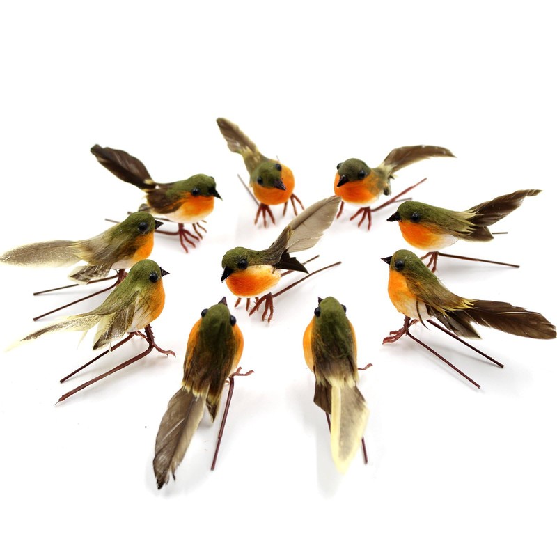 10PCS Robin Bird Christmas Tree Decoration Craft Very Cute Artificial