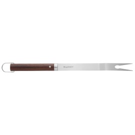 BergHOFF Essentials Stainless Steel Blade Carving Fork 17.2" Brown & Silver Hanging Ring Long Wood Handle Sharp Well Balanced Indoor Outdoor Use Everyday Use Satin Finish